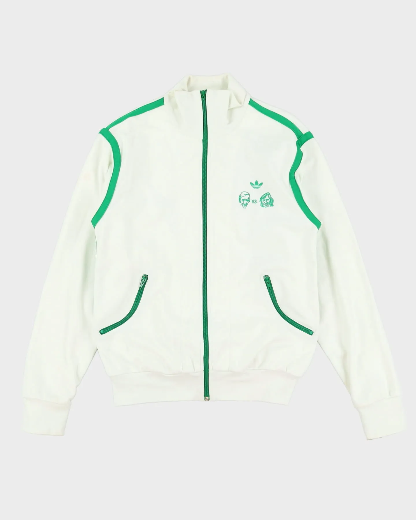 00s Adidas White Stan Smith Vs. Ilie Nastase Tennis Track Jacket - L