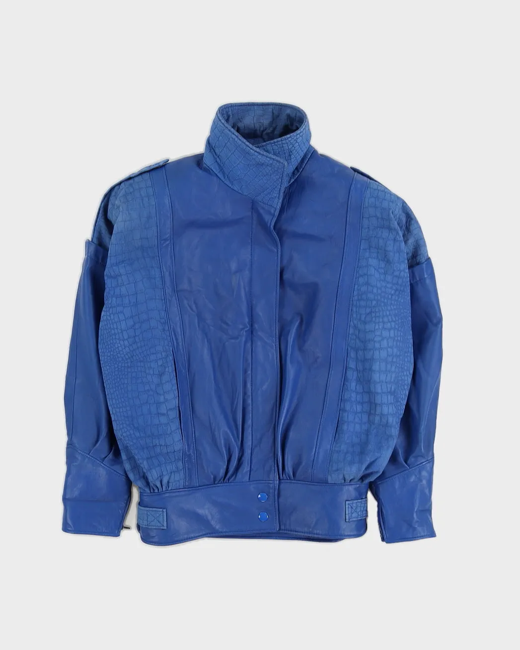 00s Blue Leather Jacket - M