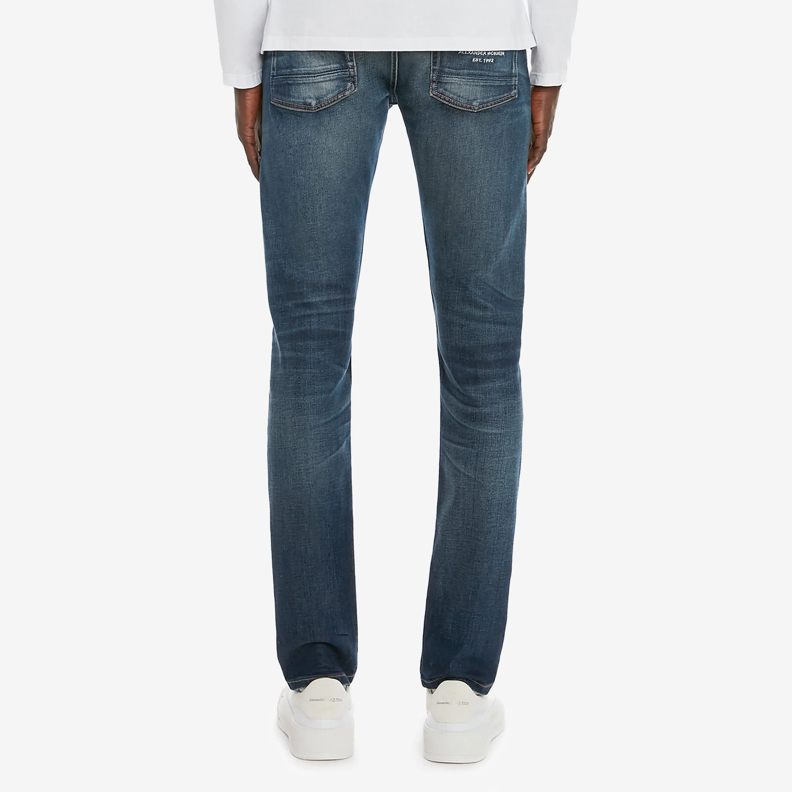 Alexander McQueen Graffiti Washed Blue Denim Jeans