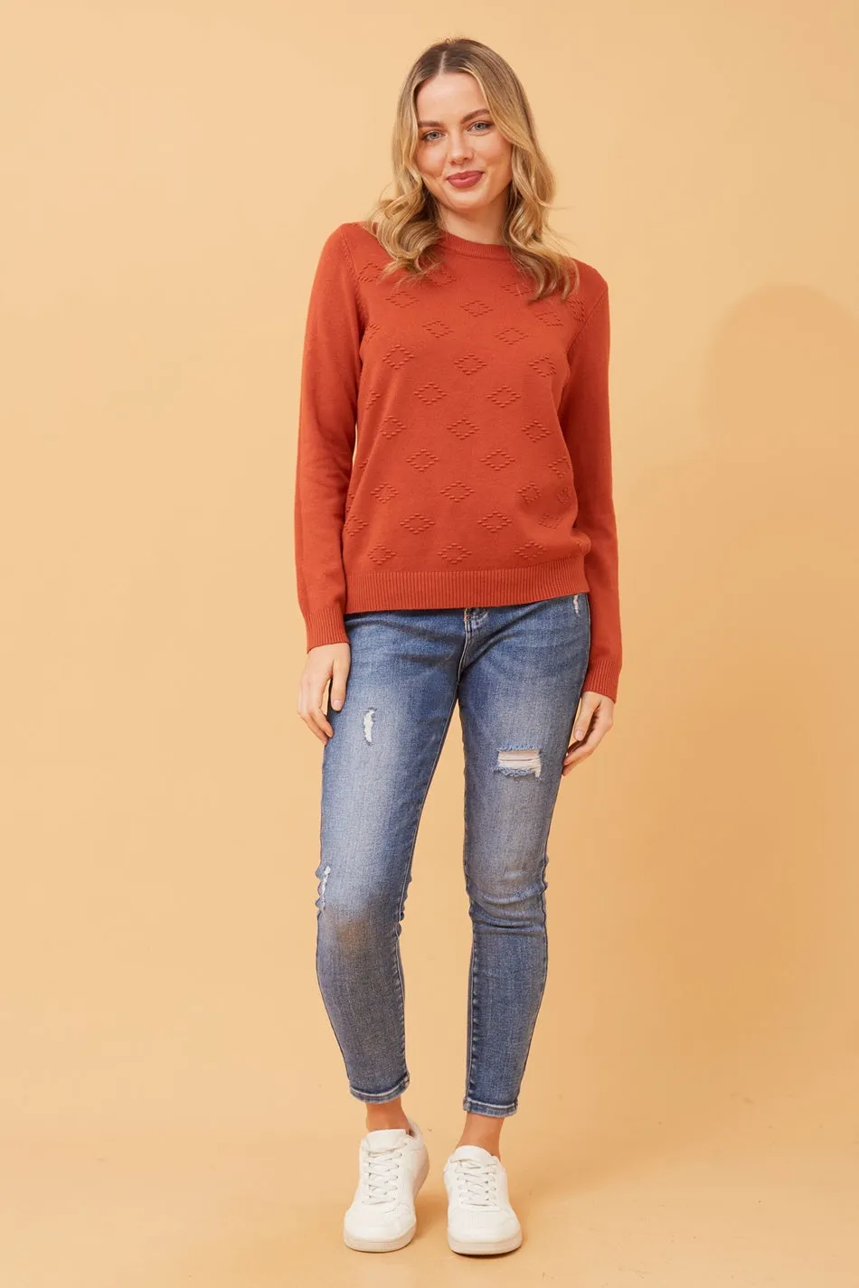 ANGIE ABSTRACT PATTERN KNIT JUMPER