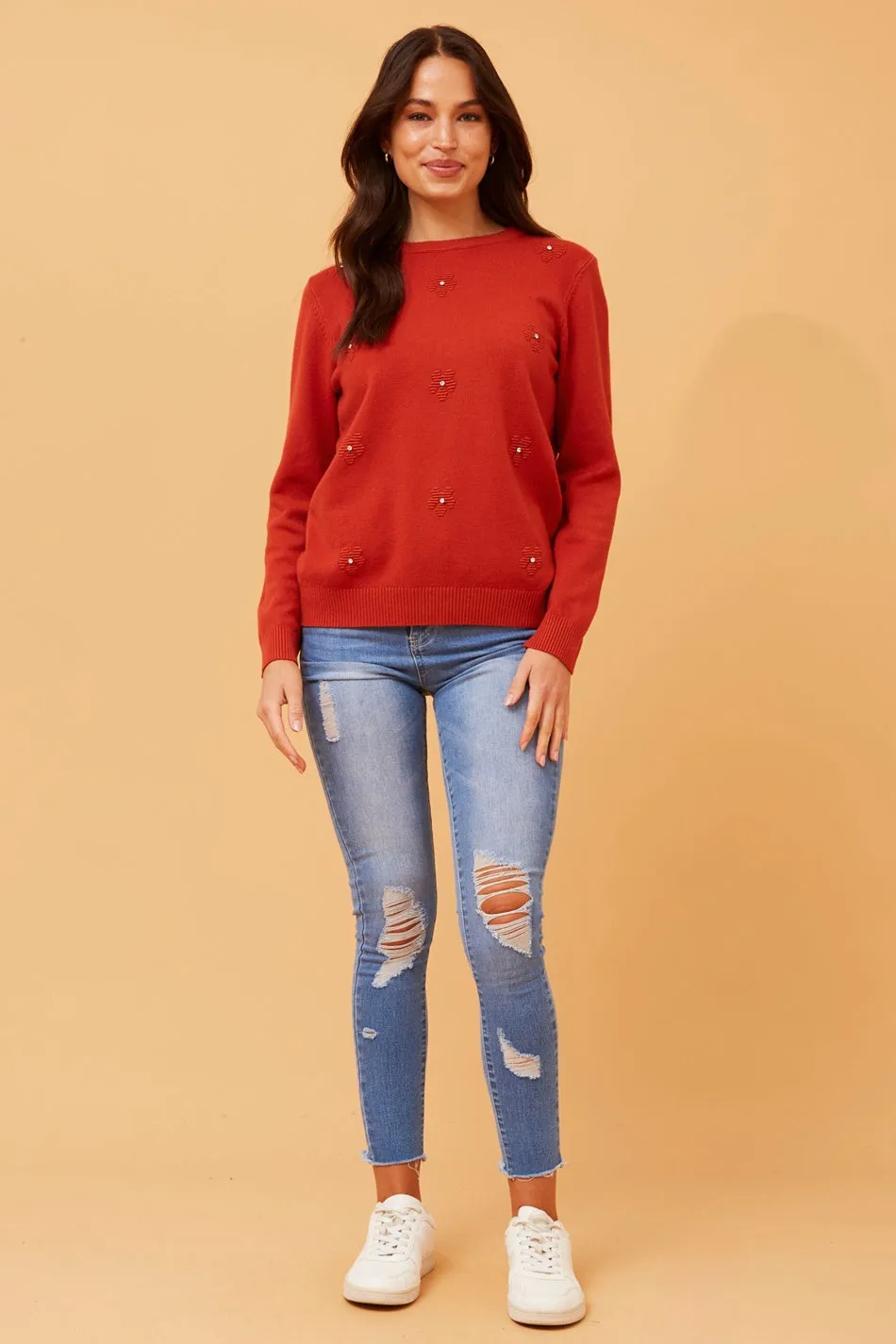 ANGIE FLORAL EMBELLISHED KNIT JUMPER