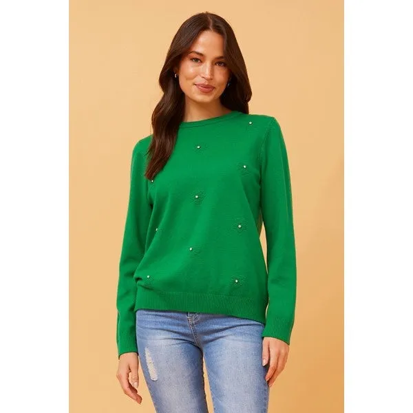 ANGIE FLORAL EMBELLISHED KNIT JUMPER