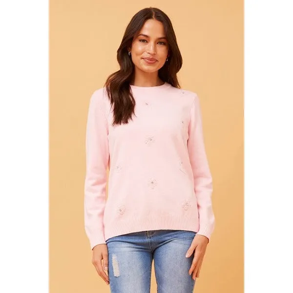 ANGIE FLORAL EMBELLISHED KNIT JUMPER