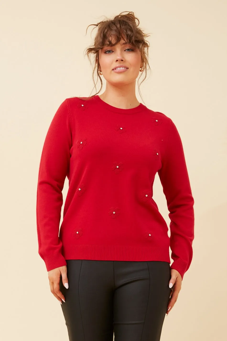 ANGIE FLORAL EMBELLISHED KNIT JUMPER