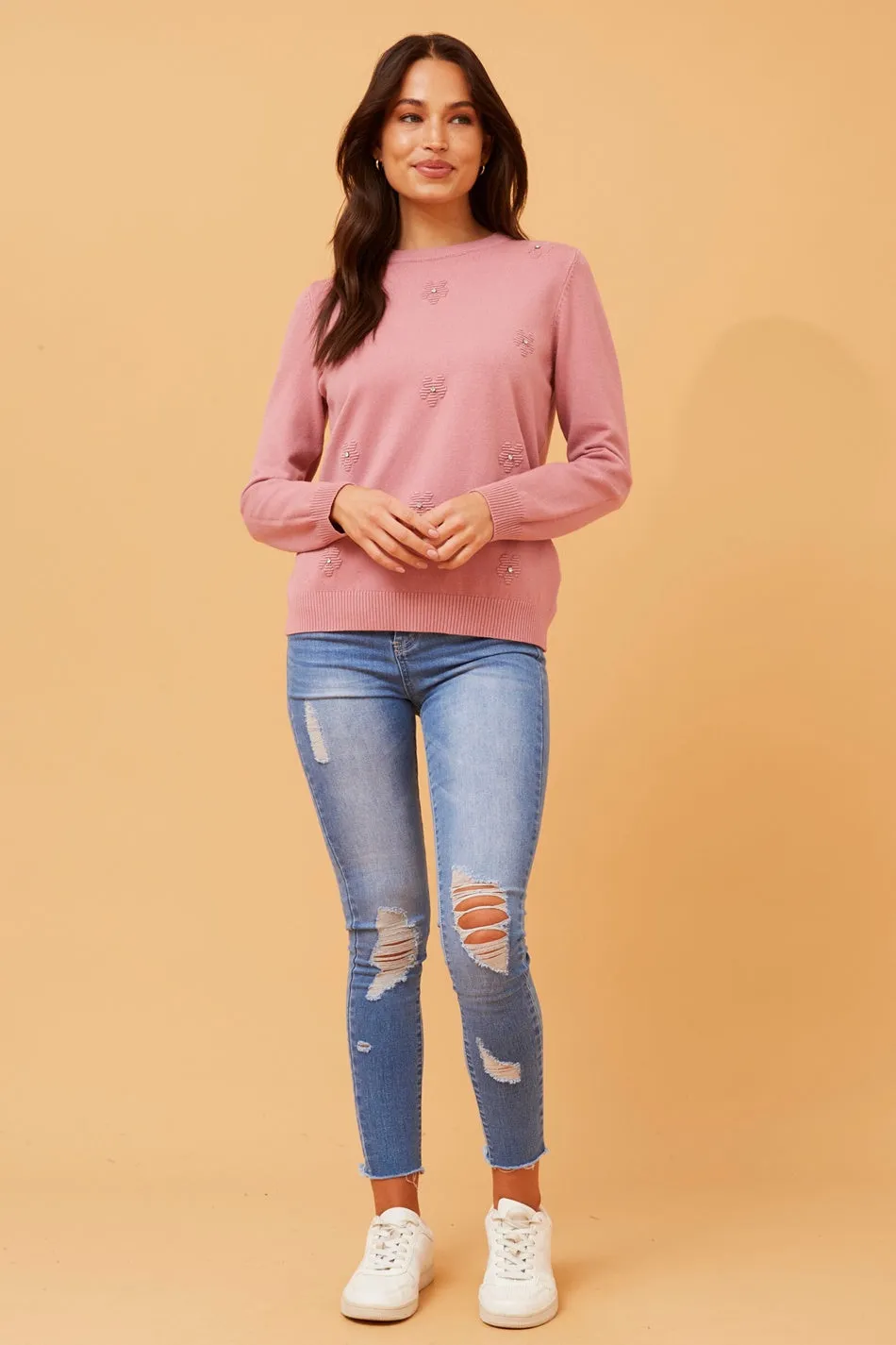 ANGIE FLORAL EMBELLISHED KNIT JUMPER