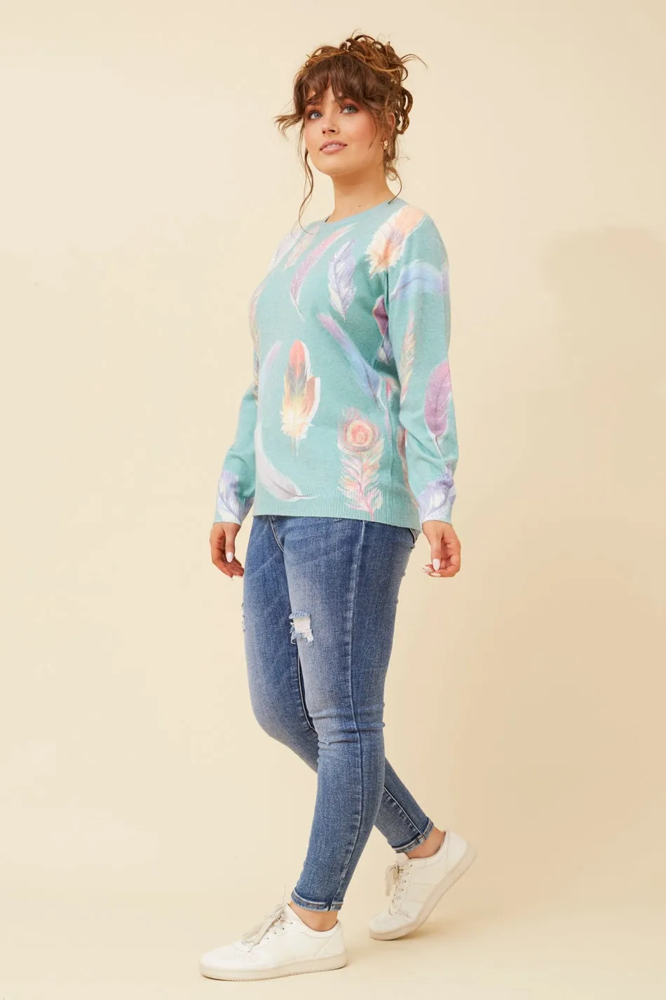 AVIDA FEATHER DIAMANTE KNIT JUMPER