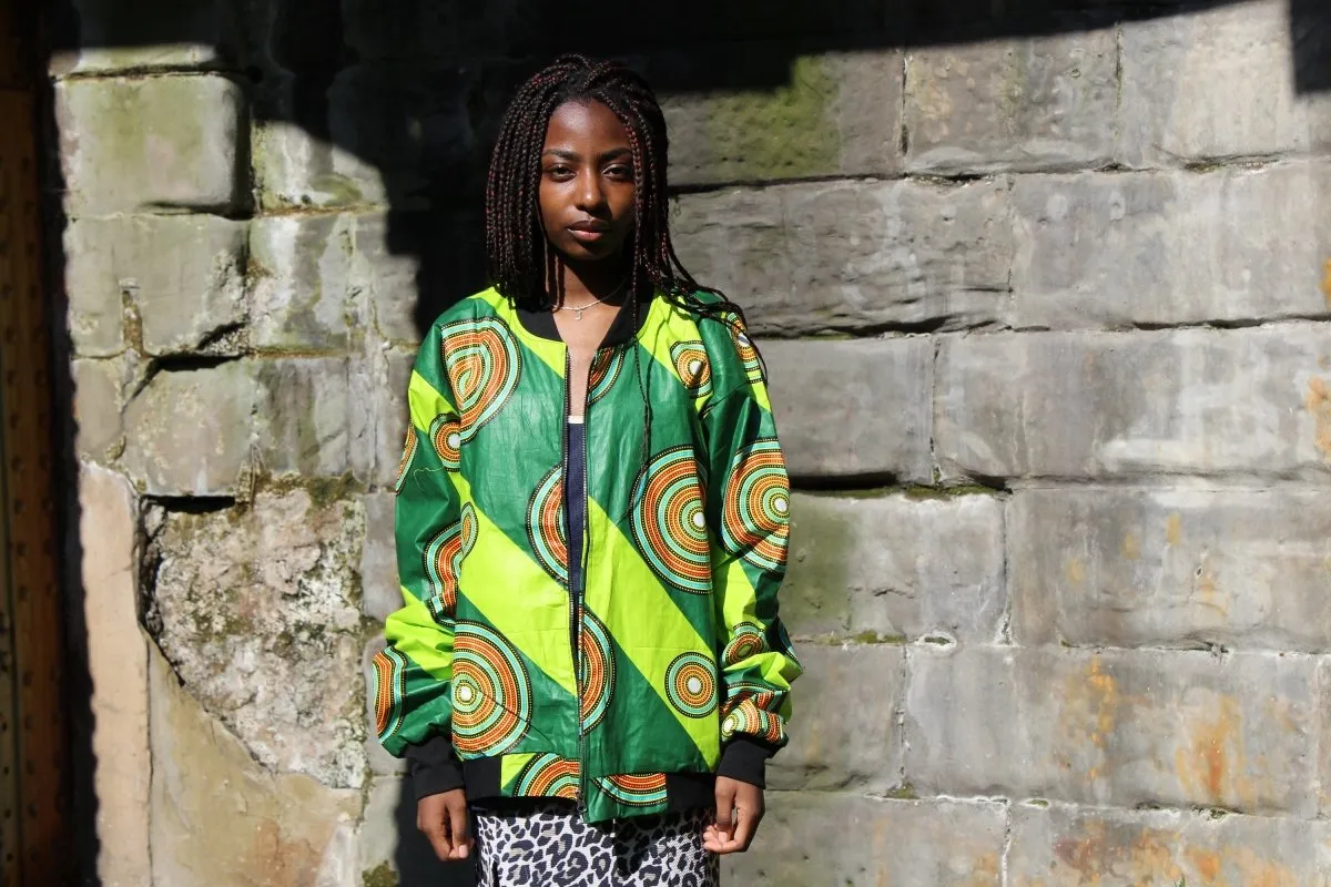 Aztec Jacket in Green African Print- Festival Clothing