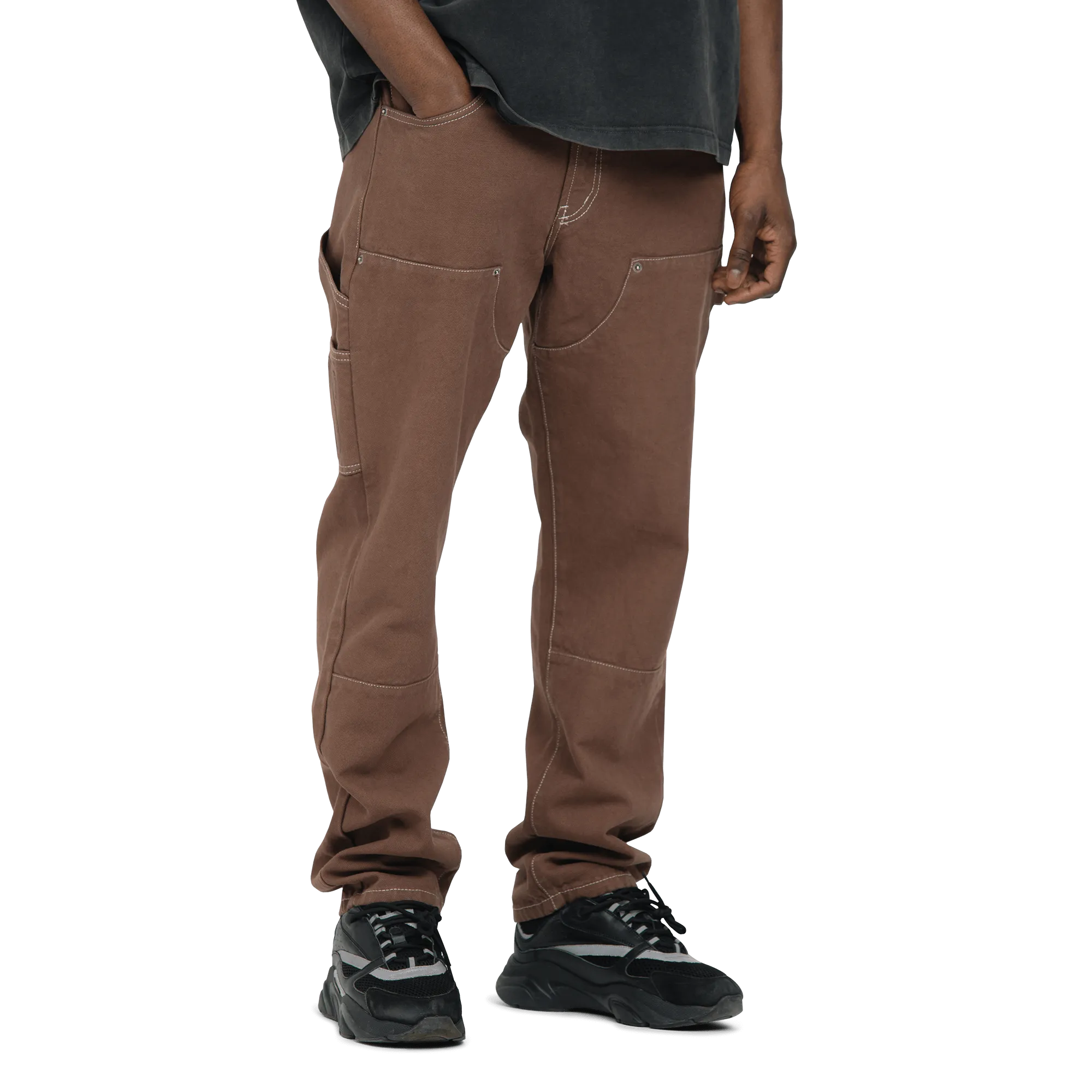 Canvas Carpenter Pants - Brown