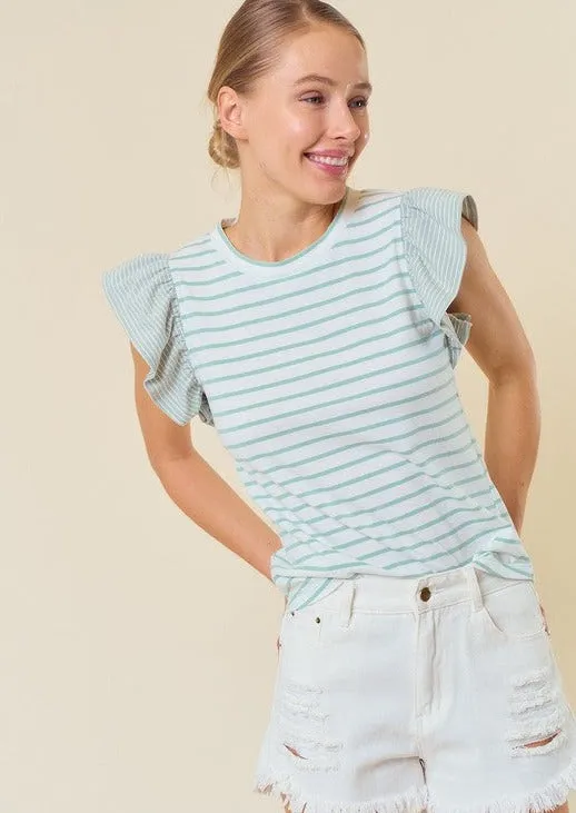 FINAL SALE - Mixed Striped Ruffle Tops - 2 Colors!