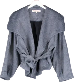 Free People Blue 'cashmere-feel' Belted Jacket UK M