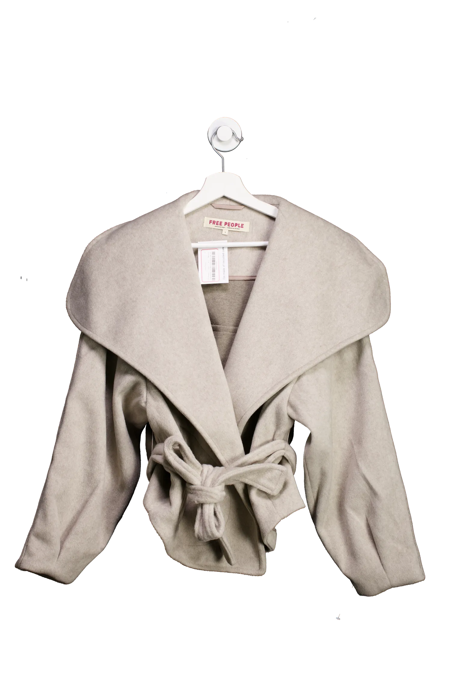 Free People Stone Cashmere-feel Belted Jacket UK S