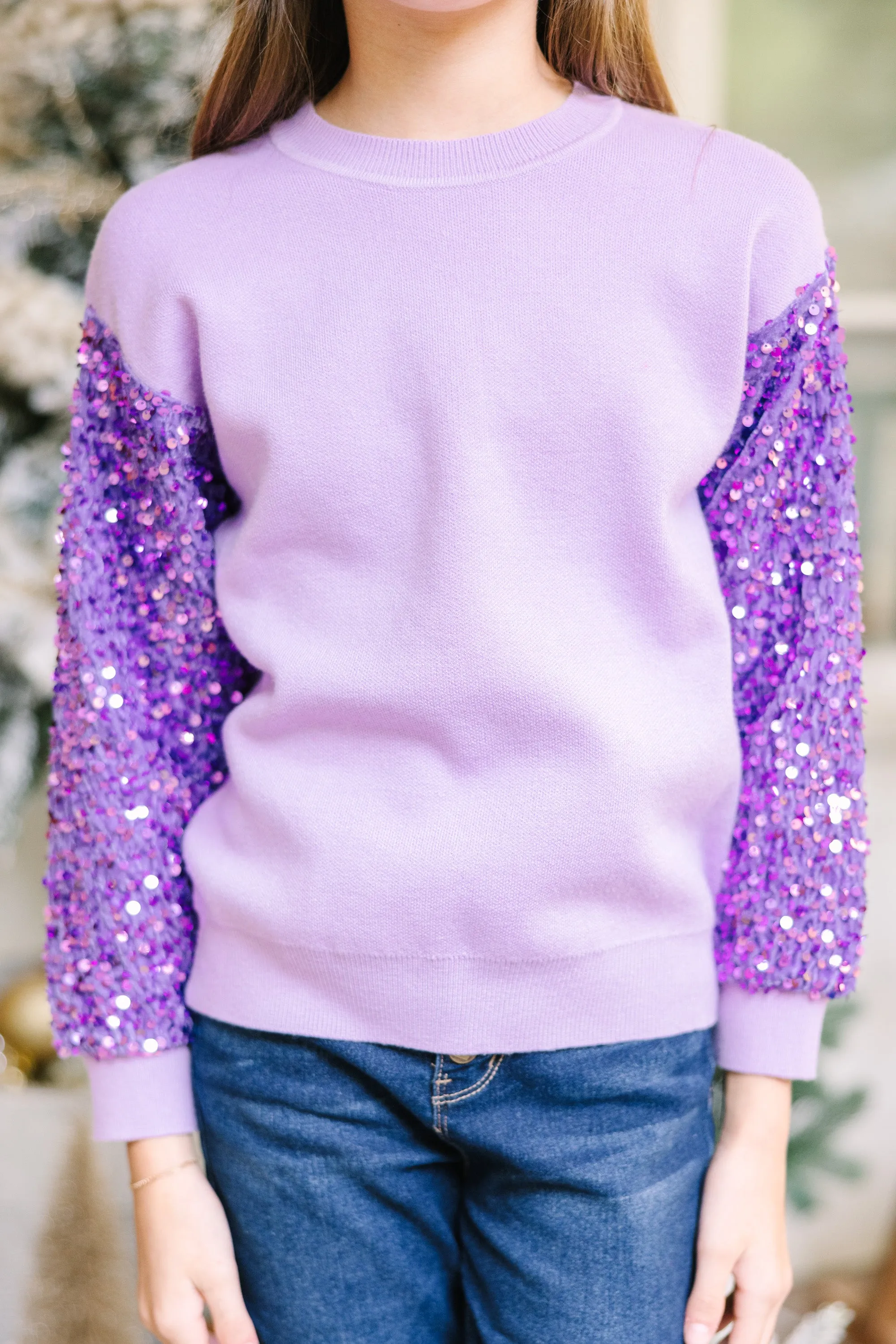 Girls: Don't Think Twice Lavender Purple Sequin Sweater