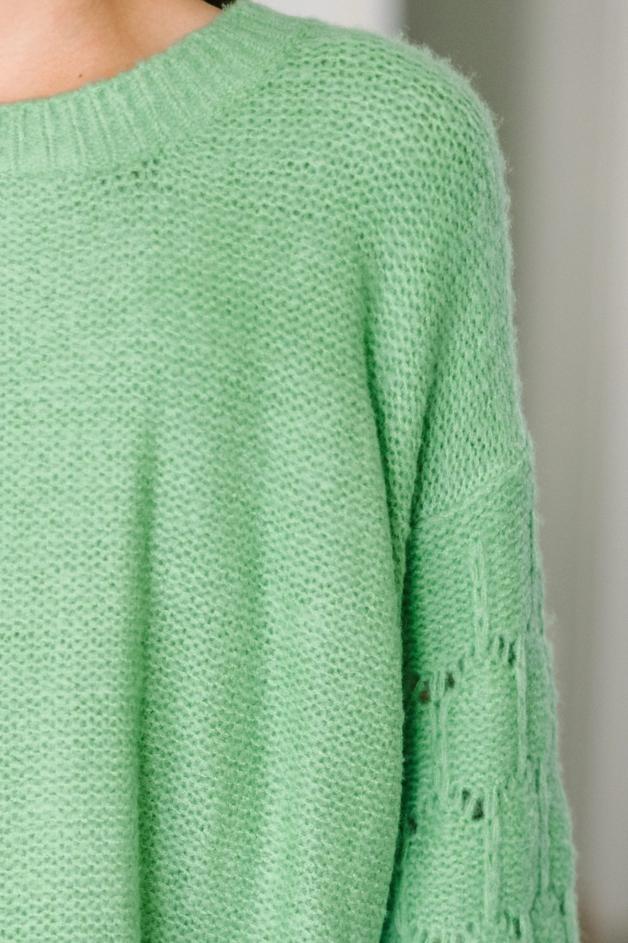 Girls: Feeling Close To You Mint Green Textured Sweater