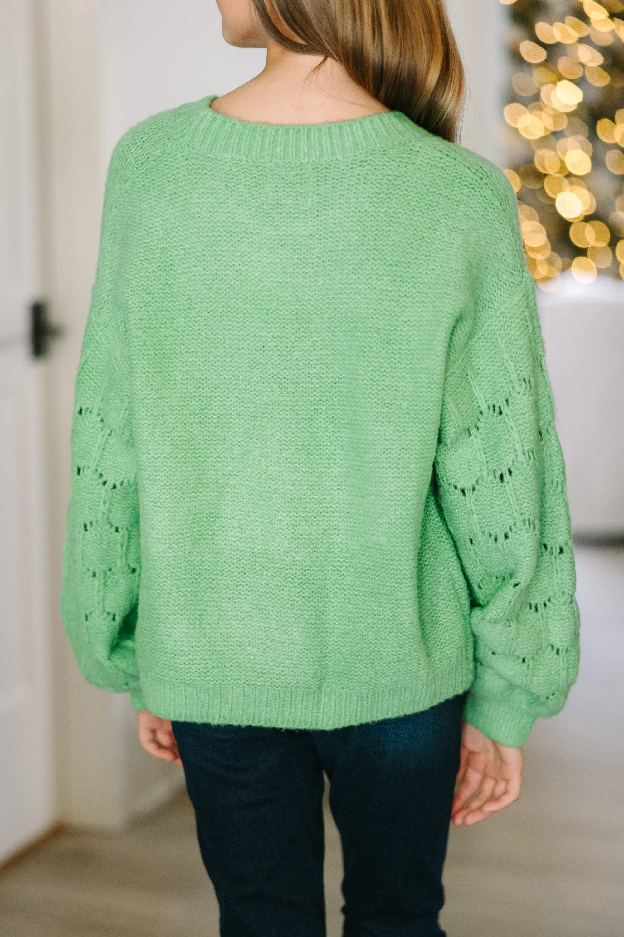 Girls: Feeling Close To You Mint Green Textured Sweater