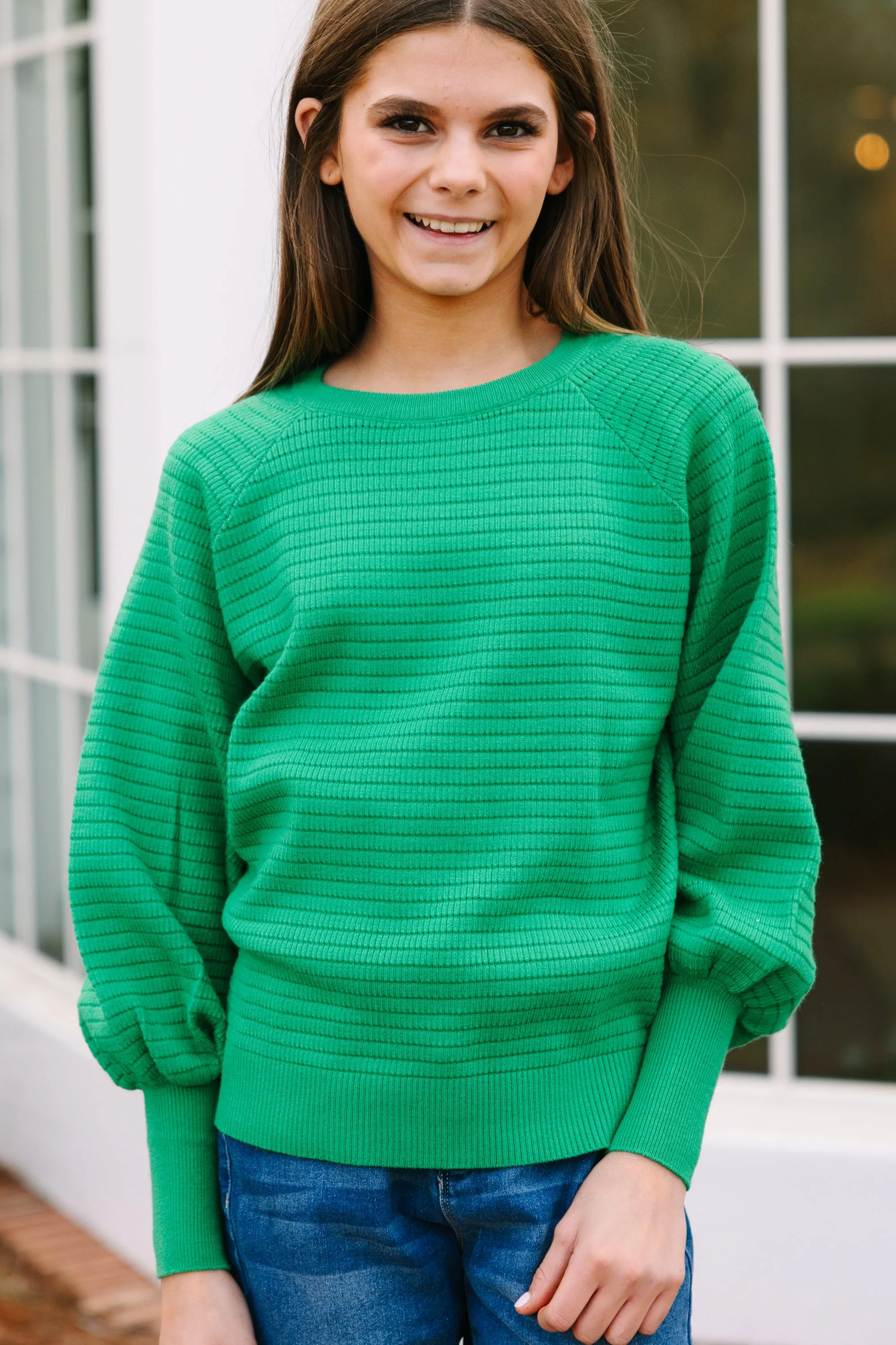 Girls: In The Works Green Sweater