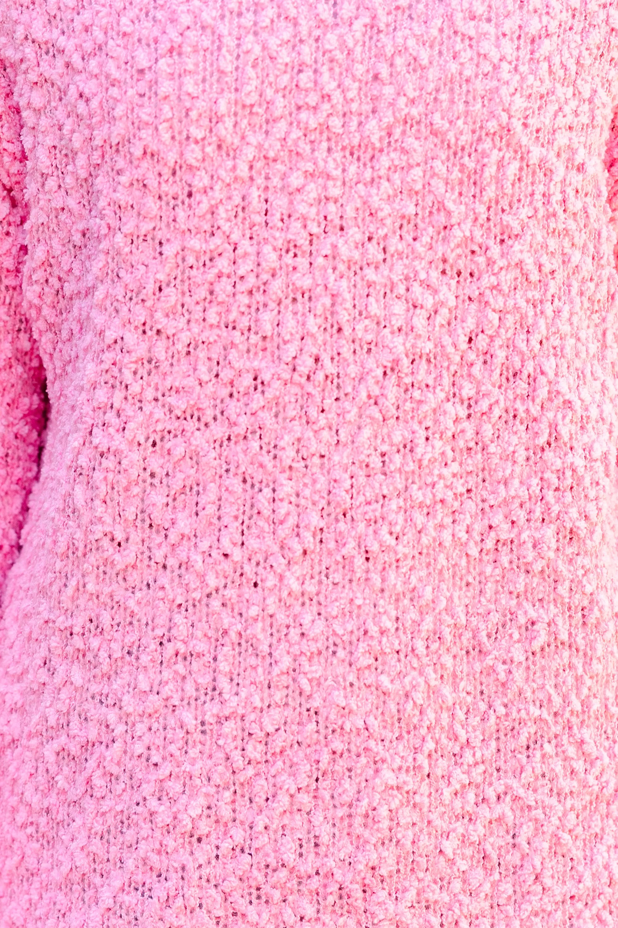 Girls: See You There Candy Pink Popcorn Knit Pullover Sweater