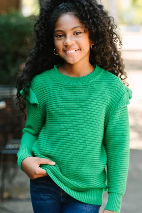 Girls: Wild About You Emerald Green Ribbed Sweater