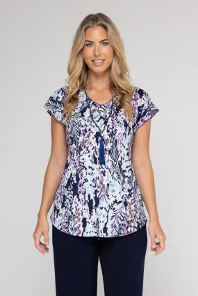 Lavender Print Short Sleeve Jersey Top