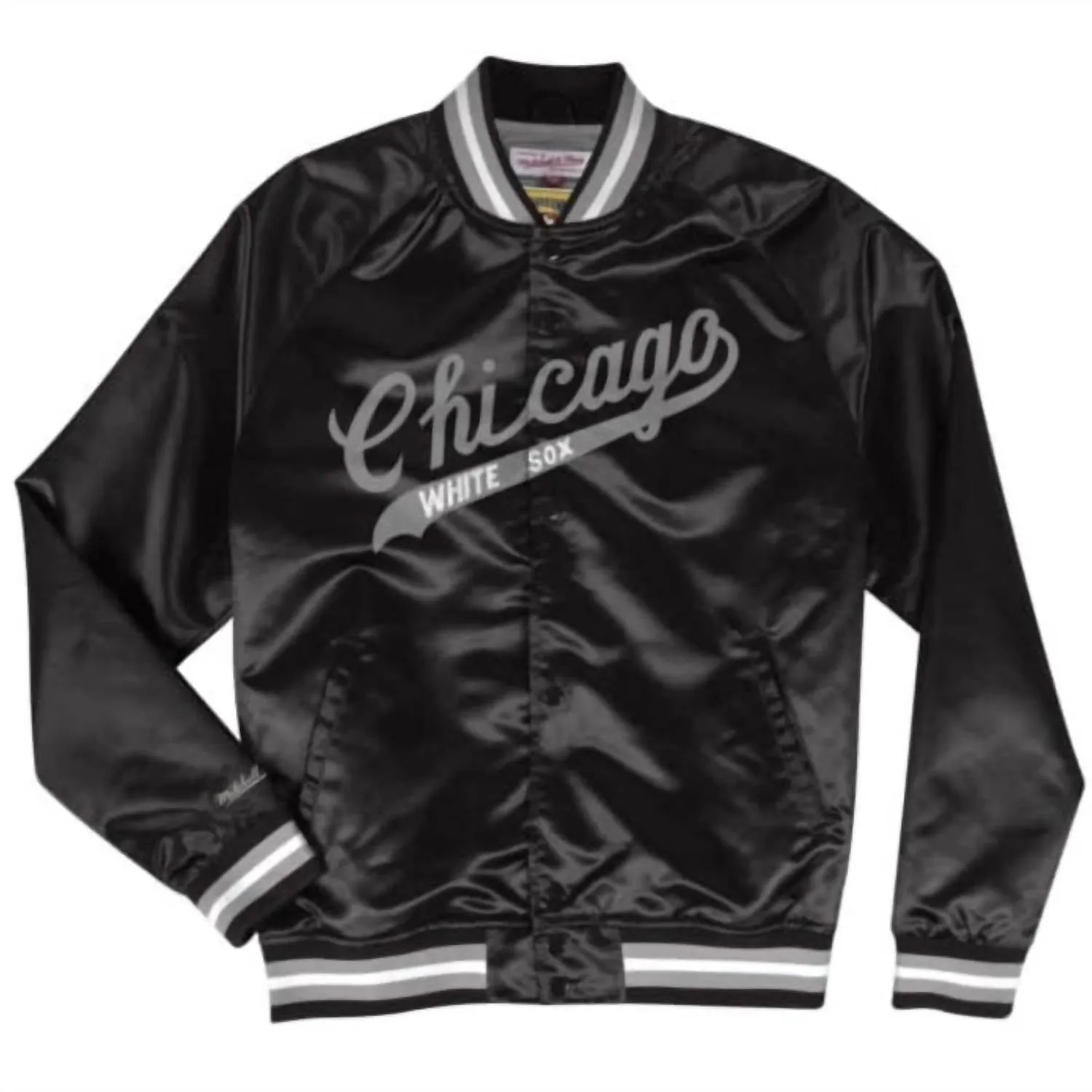 Men's Mlb Chicago White Sox Lightweight Satin Jacket In Black