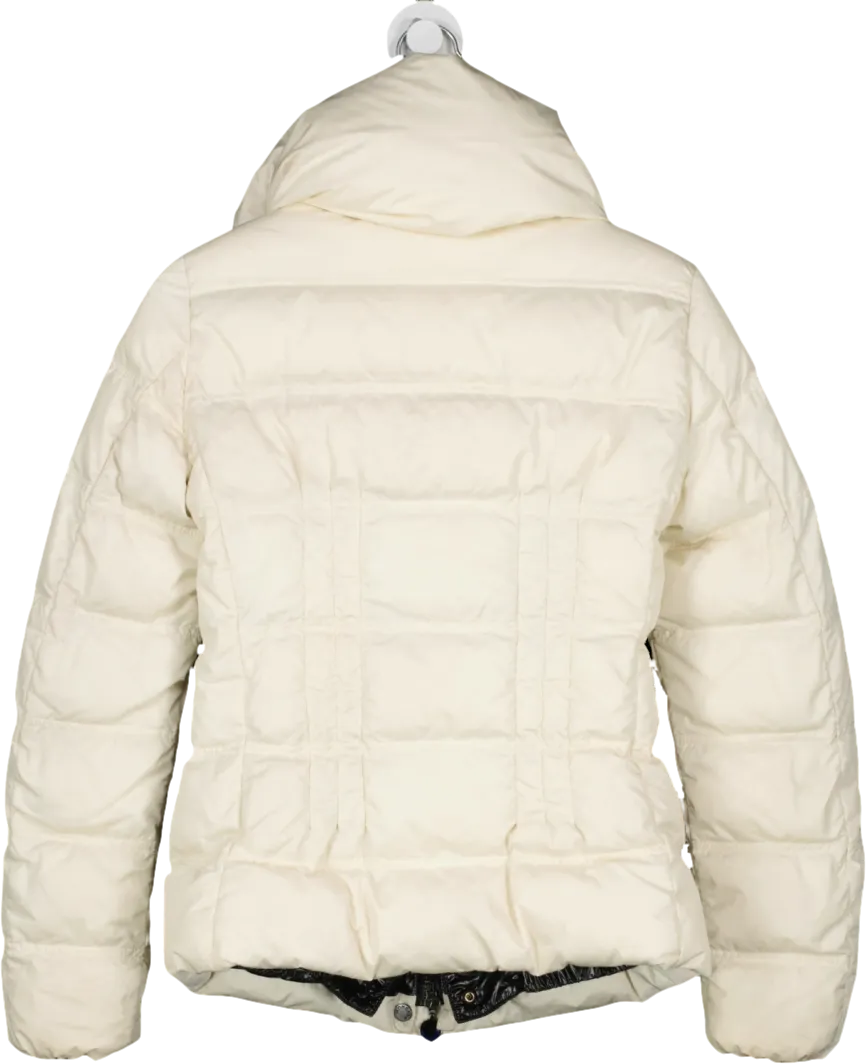 Moncler Cream Short Down Jacket With Black Buttons UK S