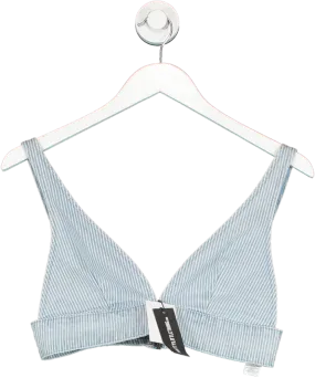 PrettyLittleThing Blue Stripe Denim Triangle Bralet UK 10