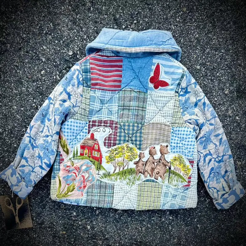 Quilt and Denim Jacket with Goldilocks Applique