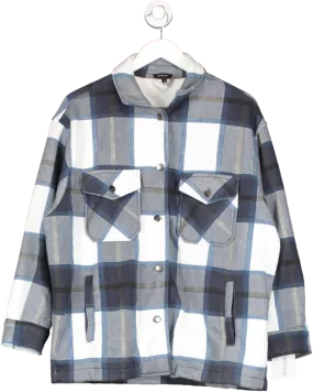 RISING Blue Oversized Check Shacket- Navy UK M