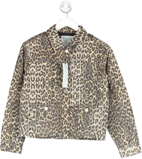 River Island Beige Leopard Print Oversized Denim Shacket UK 6