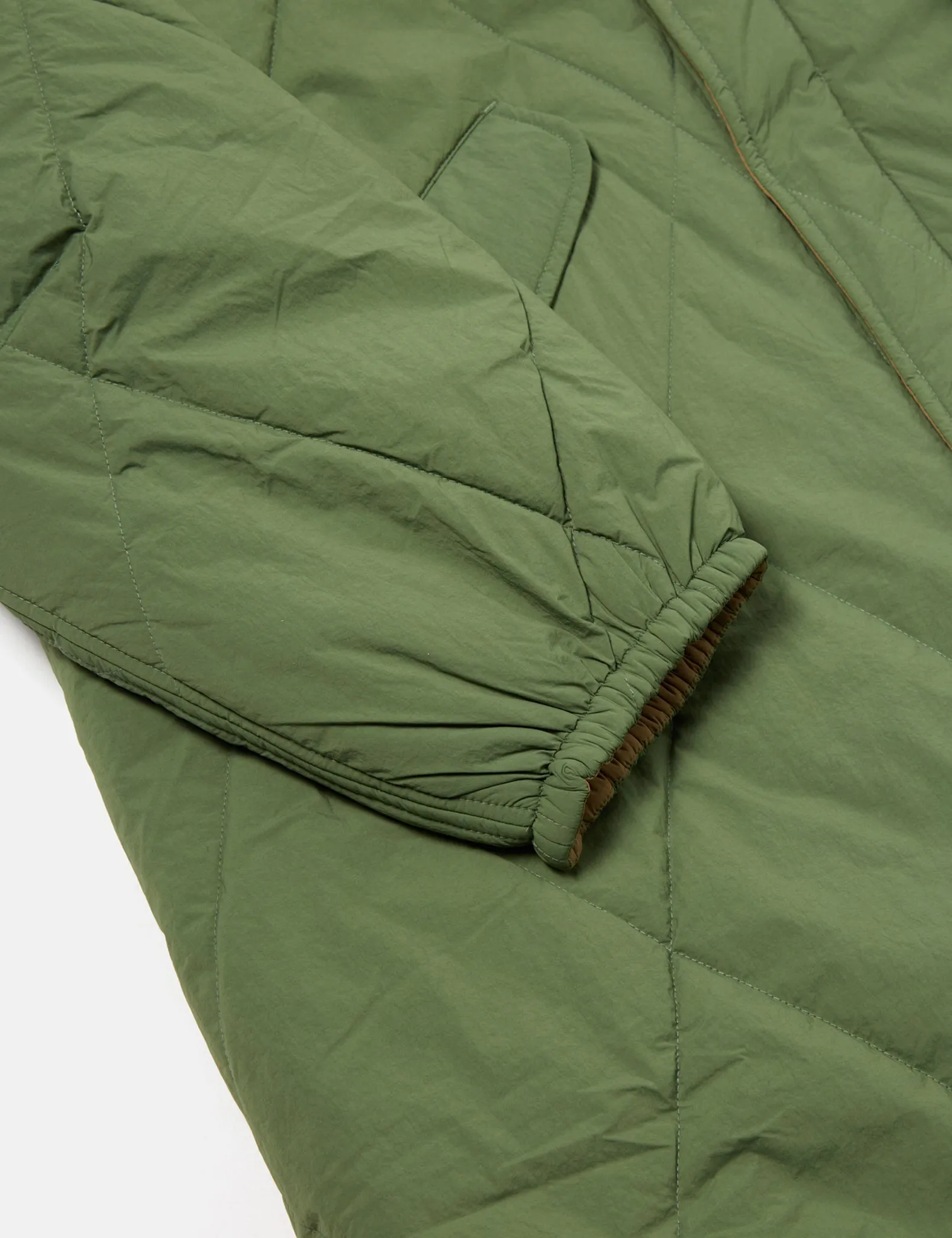 Universal Works Diamond Quilt Parka Jacket - Green