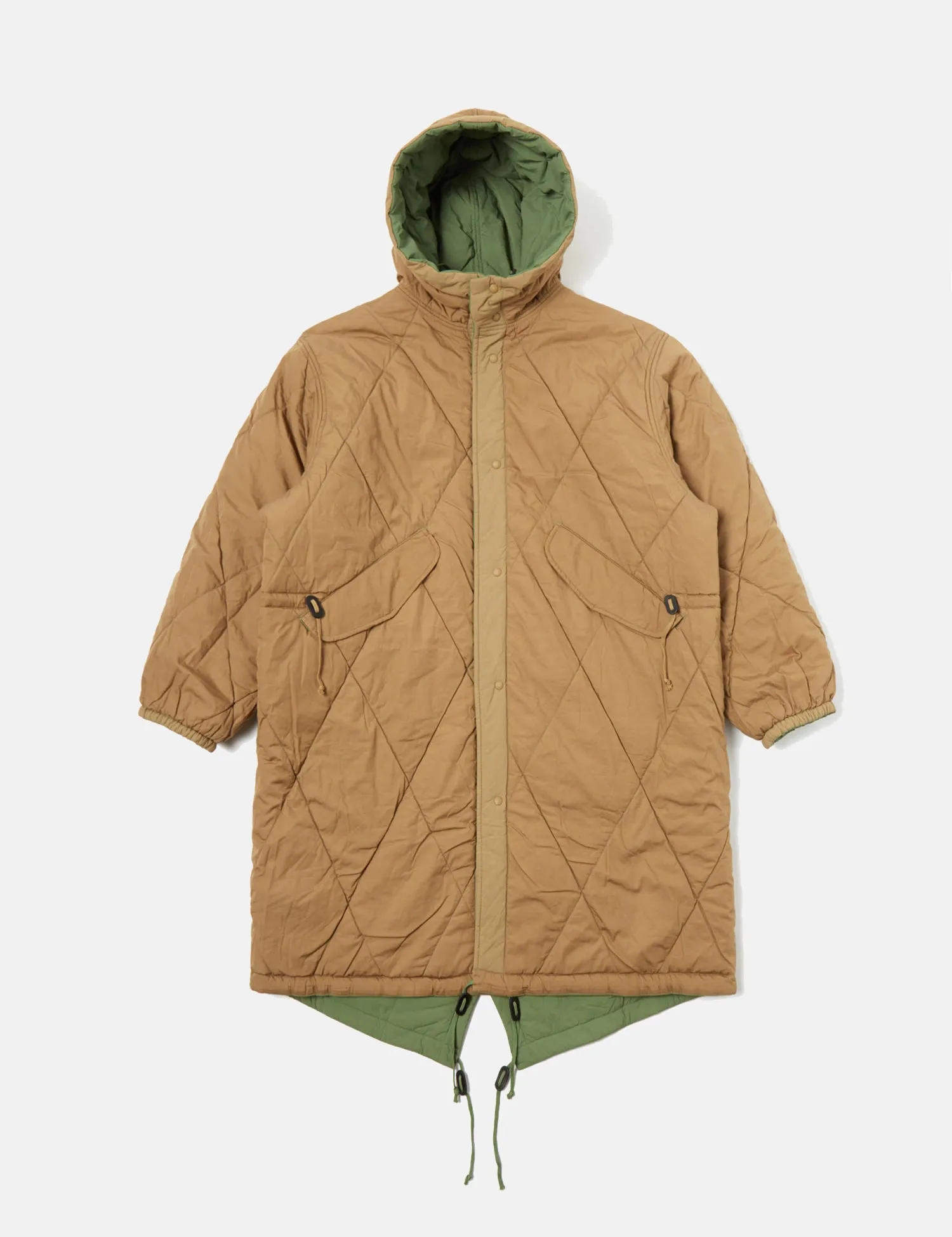 Universal Works Diamond Quilt Parka Jacket - Green