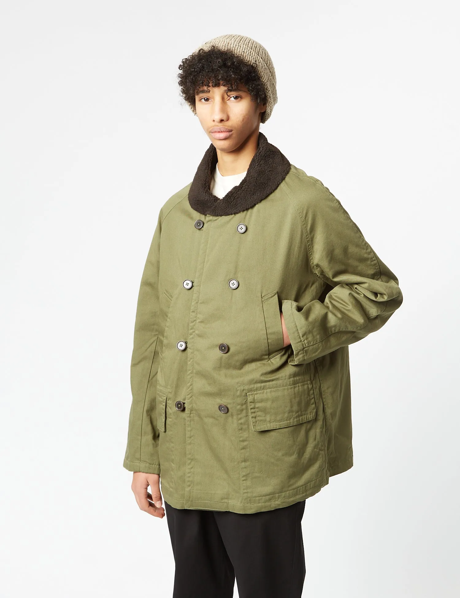 Universal Works Reversible Mackinaw Jacket - Light Olive Green