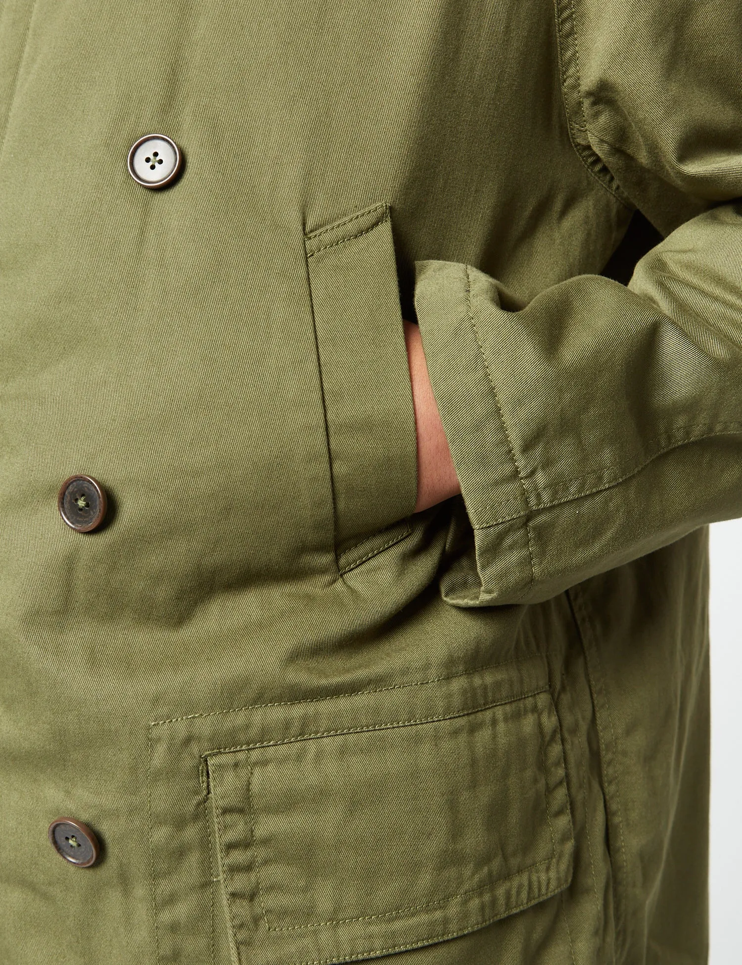 Universal Works Reversible Mackinaw Jacket - Light Olive Green