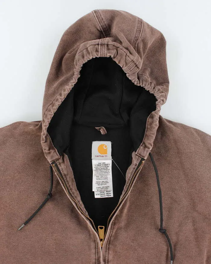 Vintage 00s Carhartt Brown Hooded Workwear Jacket - L