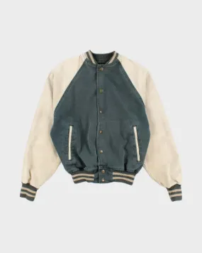 Vintage 90s Denim Varsity Style Bomber - XS