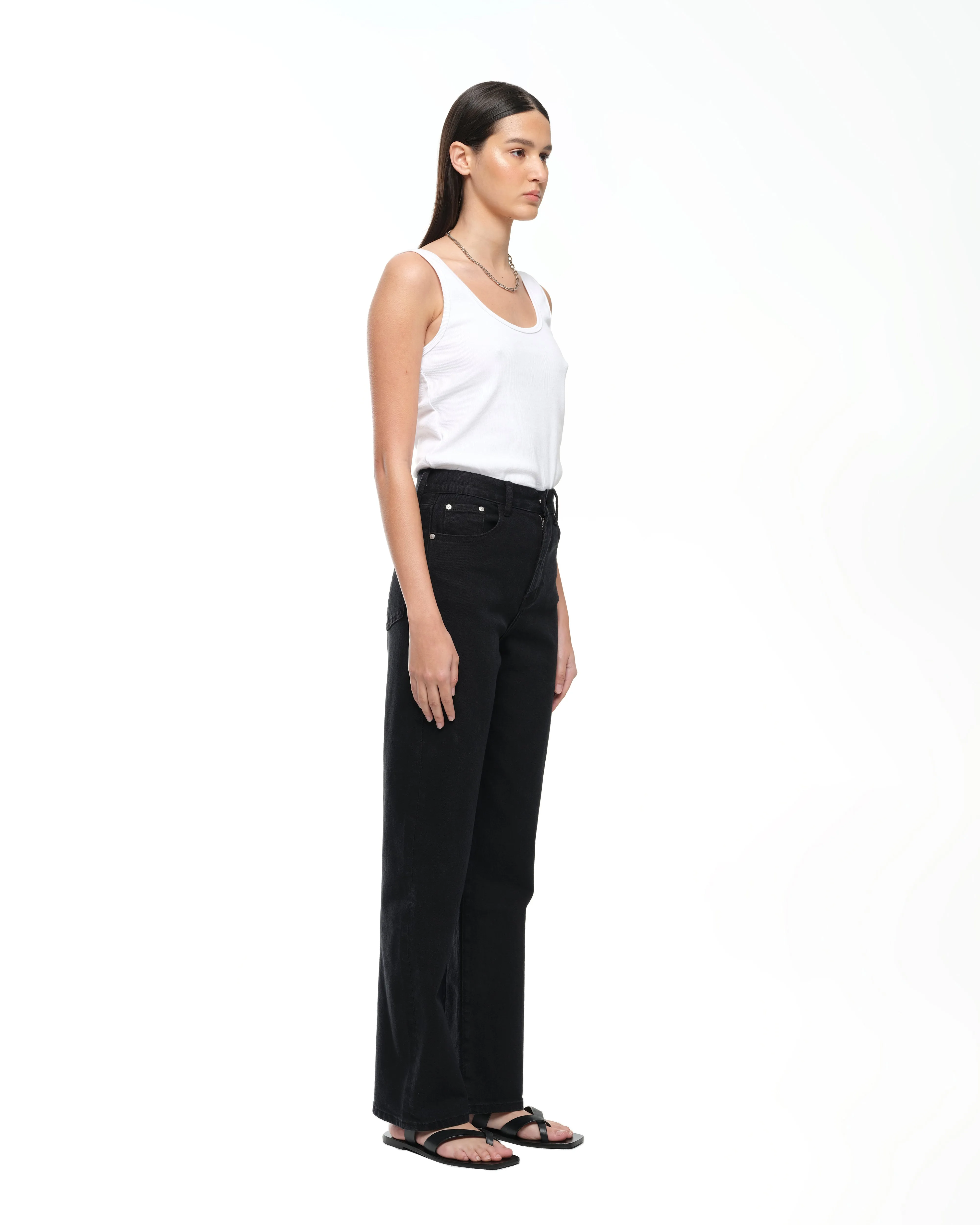 WIDE LEG JEAN - BLACK WASH