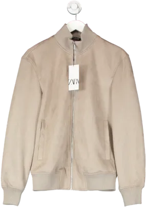 ZARA Brown Suede Look Bomber Jacket UK M