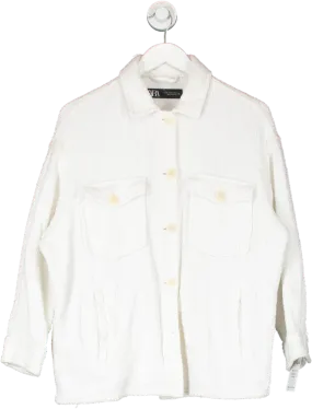 ZARA White Textured Overshirt UK XS